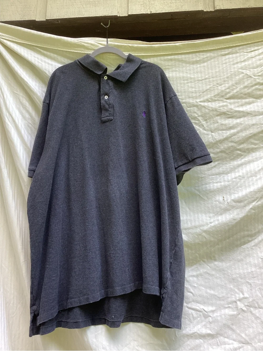 Ralph Lauren Charcoal Gray Polo with Purple Pony, size 3X
